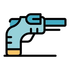 Pistol icon. Outline pistol vector icon color flat isolated