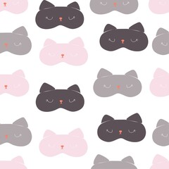 Cat sleeping mask seamless pattern