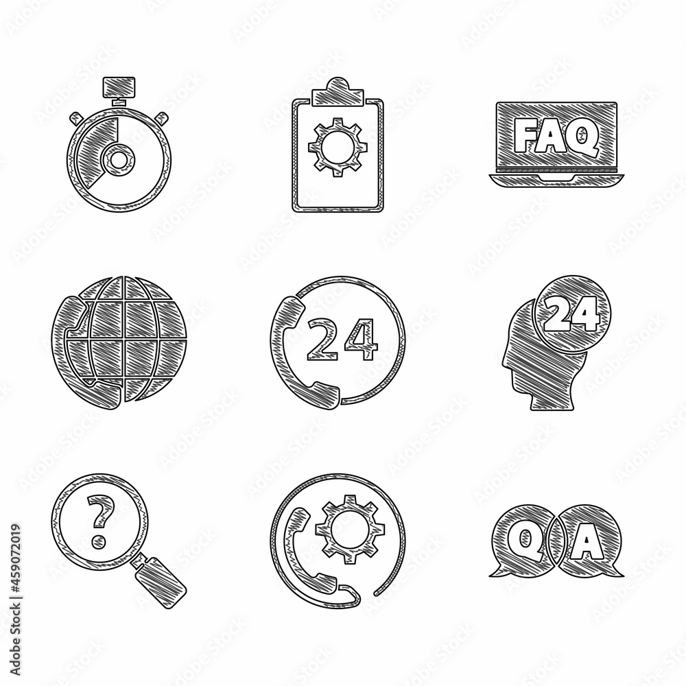 Poster set telephone 24 hours support, question and answer, support operator in touch, unknown search, lapt