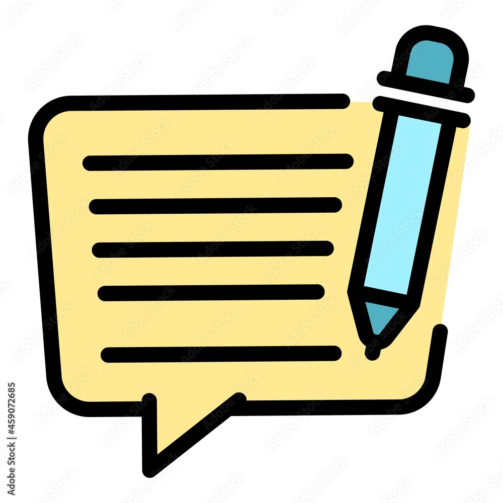 Poster message icon. outline message vector icon color flat isolated