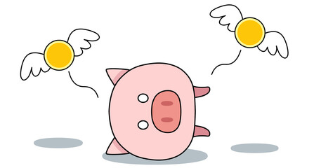 お金を失って悲しむ豚の貯金箱