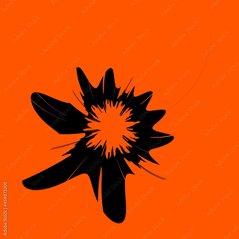 Poster abstract patterning and design in black on a vivid orange background