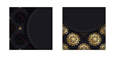 Congratulatory Brochure in black with mandala in gold pattern prepared for typography.