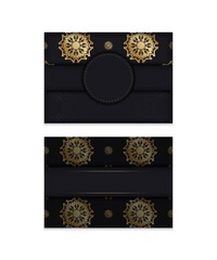 Congratulatory Brochure in black with mandala in gold ornaments for your brand.