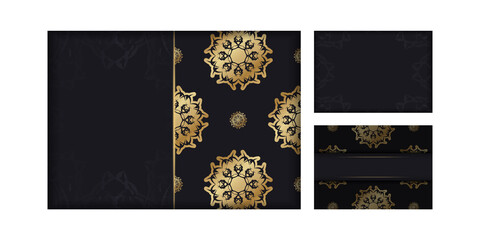 Congratulatory Brochure in black with abstract gold pattern for your congratulations.