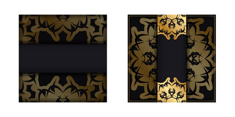 Congratulatory Brochure in black with abstract gold pattern prepared for typography.