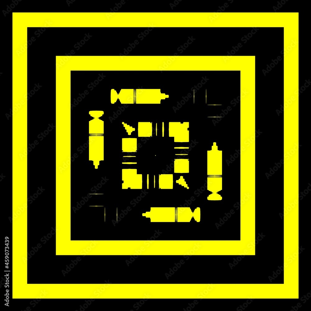 Aufkleber pattern and design in the golden square with propeller icon