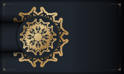 Black banner with Indian gold pattern and place under your text