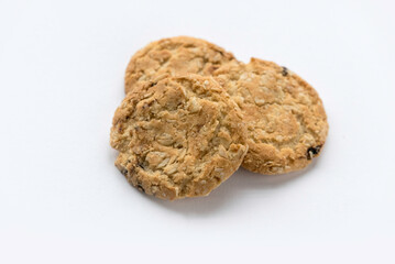 An oat biscuits isolated on white background.
