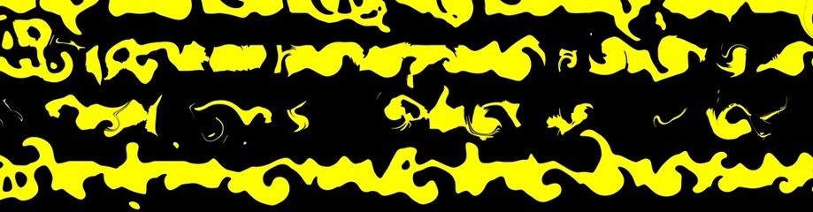ultra long and thin panorama style colourful abstract design in bright vivid yellow on black