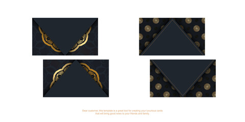 Black business card with antique gold ornaments for your brand.