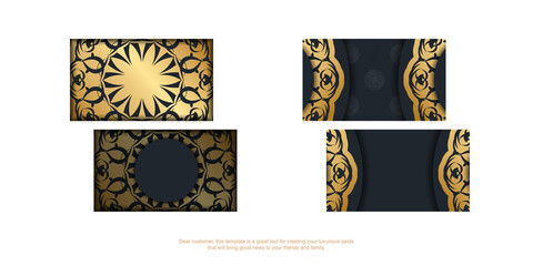 Black business card with gold mandala pattern for your personality.