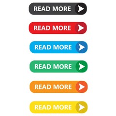 Read More colorful button set on white background. Read More button sign. flat style.