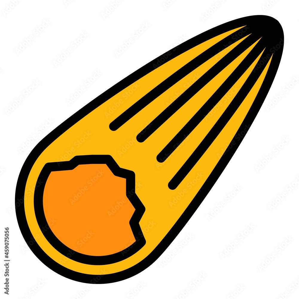 Poster asteroid comet icon. outline asteroid comet vector icon color flat isolated