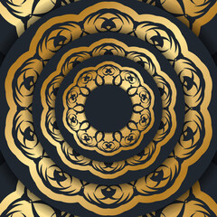 Greeting Brochure in black with Indian gold ornaments for your design.