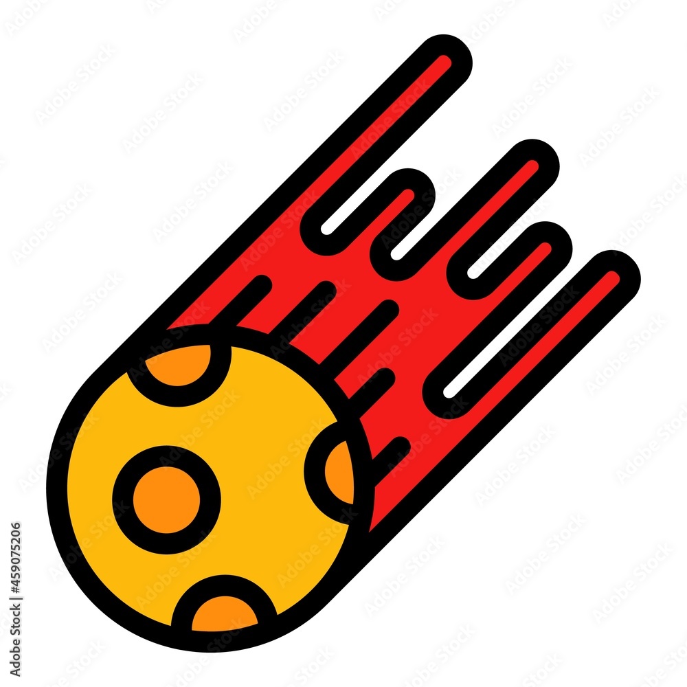 Poster asteroid meteor icon. outline asteroid meteor vector icon color flat isolated