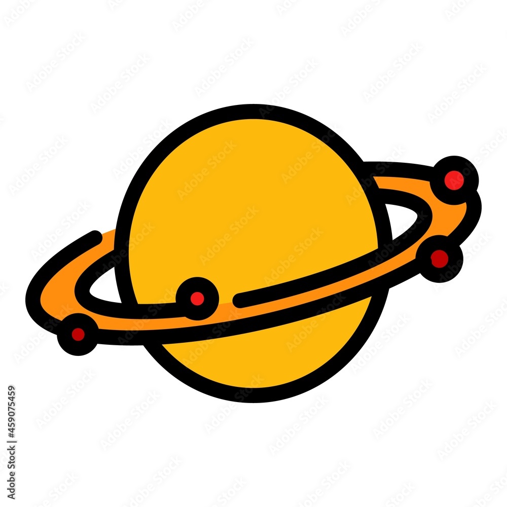 Poster saturn planet icon. outline saturn planet vector icon color flat isolated