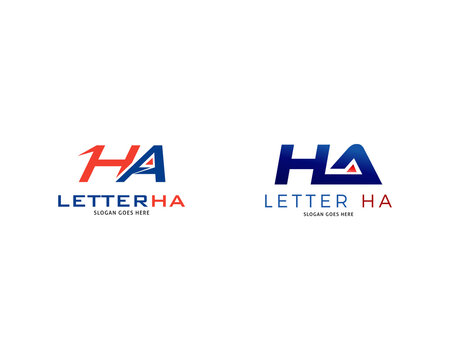 Set of Initial Letter HA Design Logo