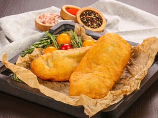 Tasty hot homemade meat pastry