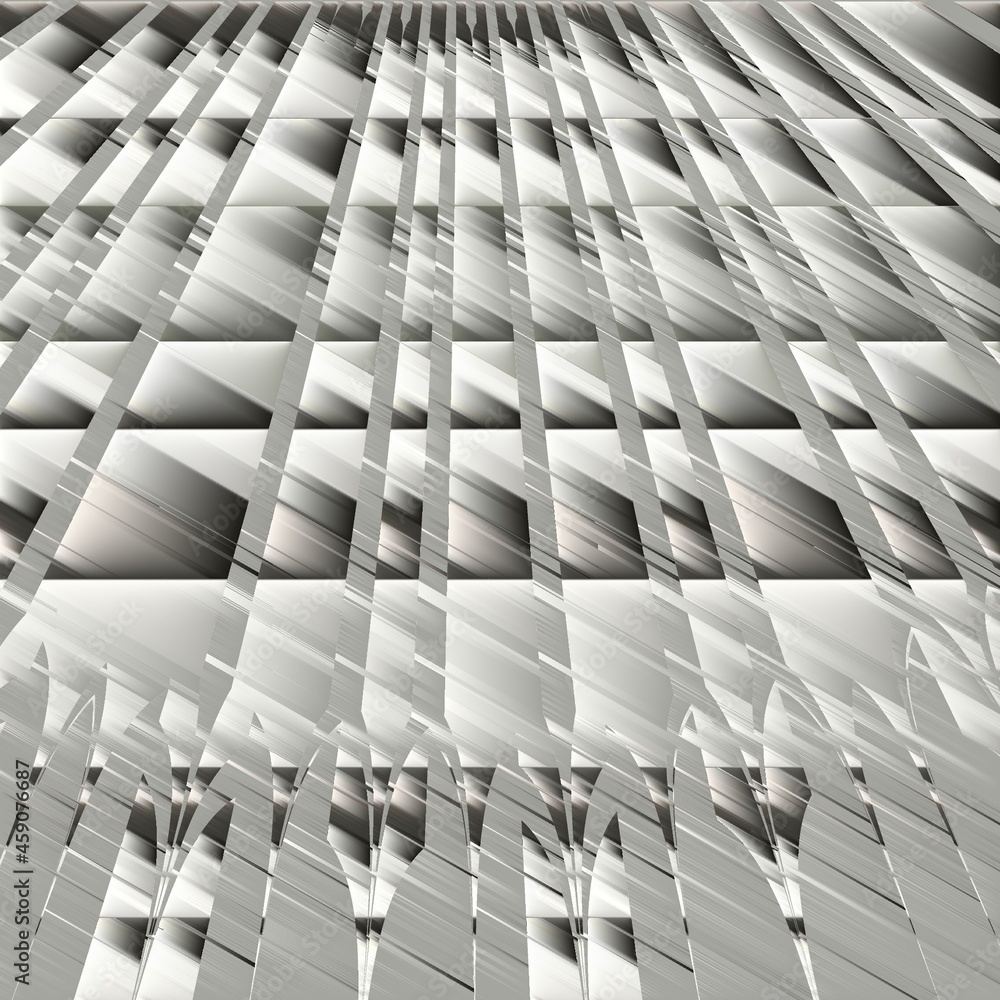 Aufkleber exploding 3d illustration surface view in shades of grey and white geometric design on a black backg