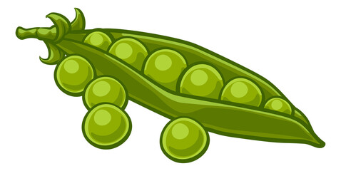 Obraz na płótnie Canvas Peas Vegetable Cartoon Illustration