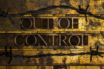 Out of Control text on textured grunge copper and vintage gold background