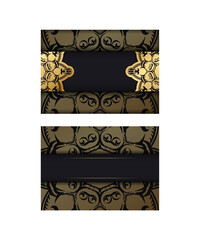Greeting Brochure in black with Greek gold ornaments for your design.