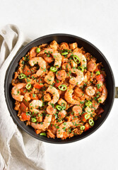 Creole jambalaya with chicken, smoked sausages and vegetables