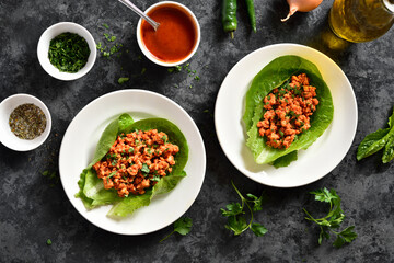 Asian minced meat lettuce wraps
