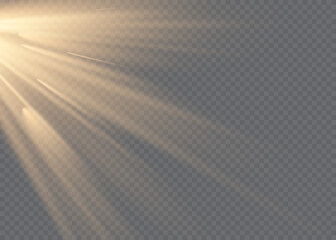 Vector transparent sunlight special lens flash light effect.