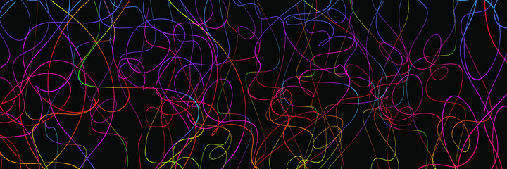 Colorful chaotic lines background. Hand drawn lines. Tangled chaotic pattern. Vector illustration.