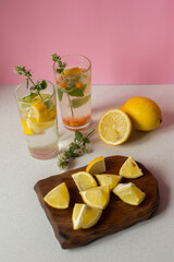 Lemon. Water with lemon and mint. Ice water. Citrus. Vitamins