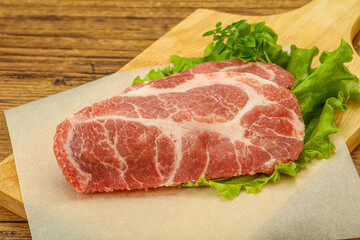Raw pork meat neck steack