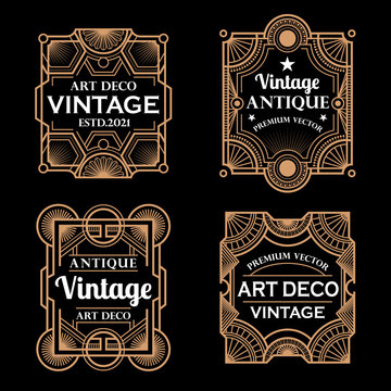 set of vintage art deco frames and labels vector