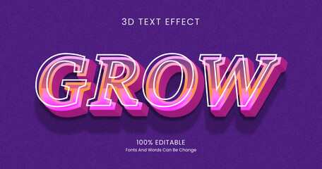 Grow 3D Text Effect Free Editable vector