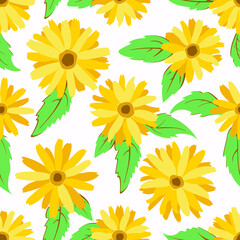 seamless pattern with sunflowers