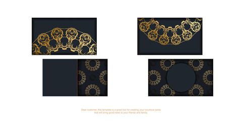 Black business card with luxurious gold pattern for your contacts.