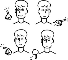 Fototapeta premium これは指で方向を示す男性のイラストです。
