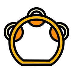 Tambourine instrument icon. Outline tambourine instrument vector icon color flat isolated