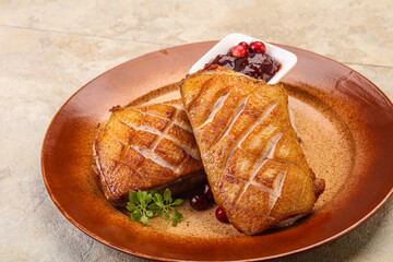 Roasted duck breast with sauce