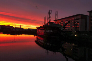sunset in the harbor