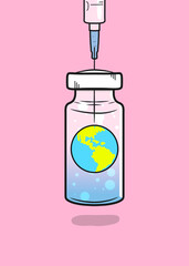 The world of vaccine with syringe vector 