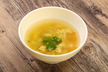 Tasty chicken soup with carrot