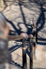 metal handrail down a set of stairs