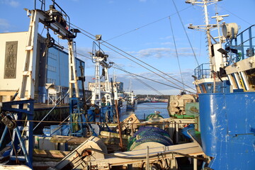 Wladyslawowo, sea port on the Baltic Sea, Shipyard, marina, fishing boat, - obrazy, fototapety, plakaty