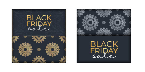 Fototapeta premium Advertising for black friday sales dark blue with geometric gold pattern