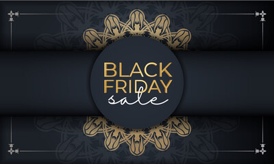 Poster Sale Black Friday Dark Blue with Round Gold Pattern