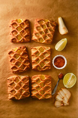 puff pastry mini pies with with pear and lime jam