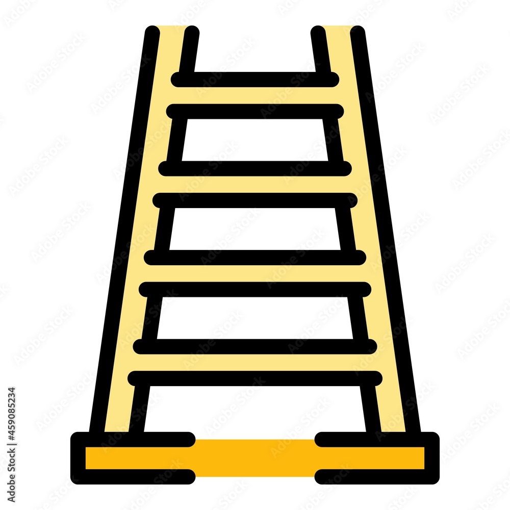 Poster building step ladder icon. outline building step ladder vector icon color flat isolated