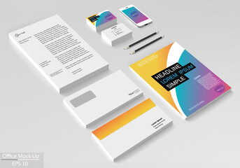 Business corporate identity template set. Vector mock up for office.